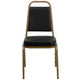 Black Vinyl/Gold Frame |#| Trapezoidal Back Stacking Banquet Chair in Black Vinyl - Gold Frame