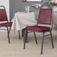 Burgundy Vinyl/Silver Vein Frame |#| Trapezoidal Back Stacking Banquet Chair in Burgundy Vinyl with 2.5inch Thick Seat