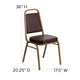 Brown Vinyl/Gold Frame |#| Trapezoidal Back Stacking Banquet Chair in Brown Vinyl - Gold Frame