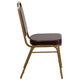 Brown Vinyl/Gold Frame |#| Trapezoidal Back Stacking Banquet Chair in Brown Vinyl - Gold Frame