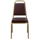 Brown Vinyl/Gold Frame |#| Trapezoidal Back Stacking Banquet Chair in Brown Vinyl - Gold Frame