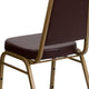 Brown Vinyl/Gold Frame |#| Trapezoidal Back Stacking Banquet Chair in Brown Vinyl - Gold Frame