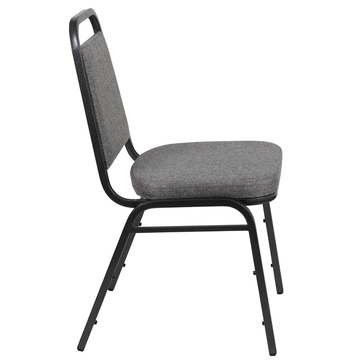 Gray Fabric/Silver Vein Frame |#| Trapezoidal Back Banquet Stack Chair, 2.5inch Seat - Gray Fabric/Silver Vein Frame