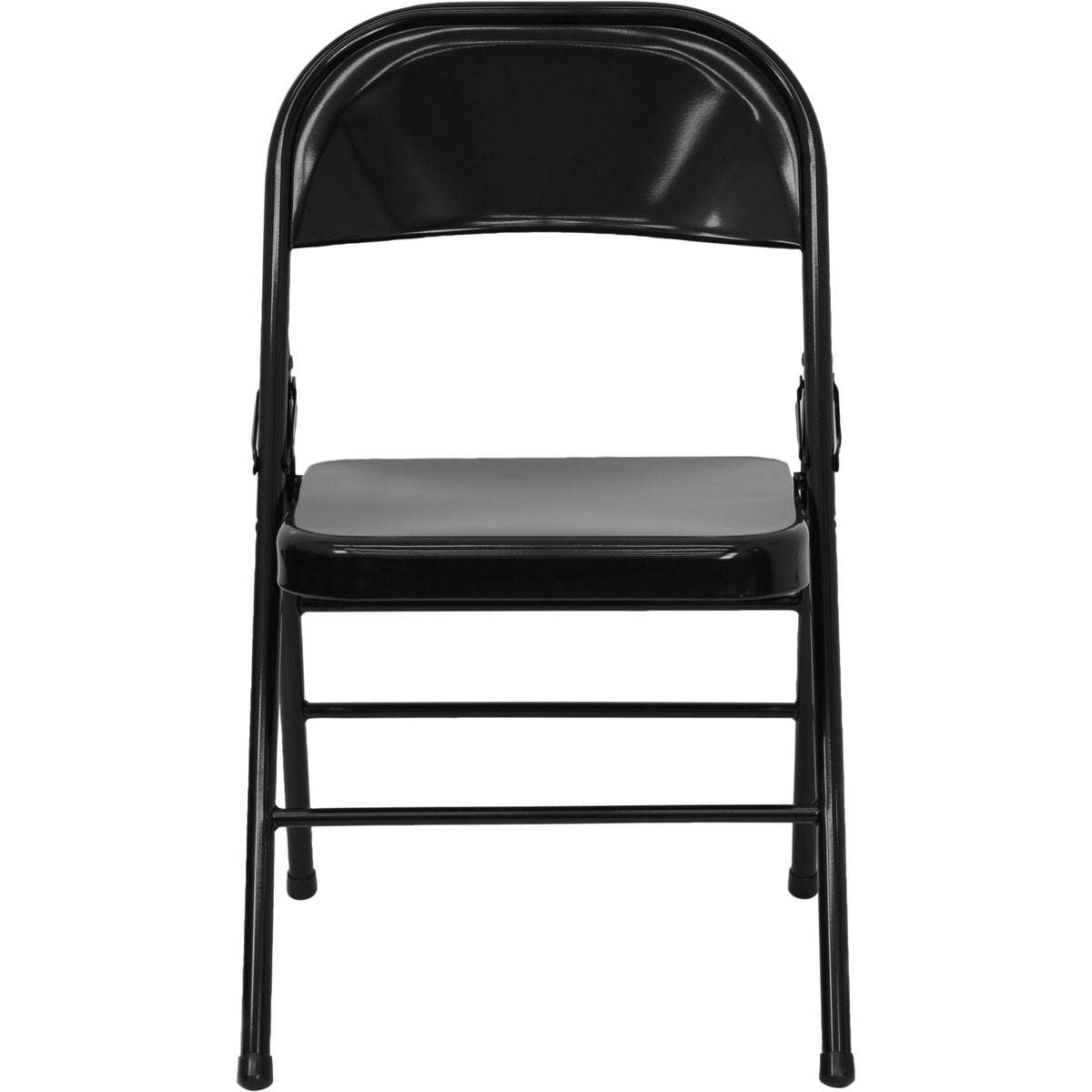 Black |#| Triple Braced & Double Hinged Black Metal Folding Chair - Commercial Chair