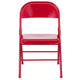 Red |#| Triple Braced & Double Hinged Red Metal Folding Chair - Commercial Chair