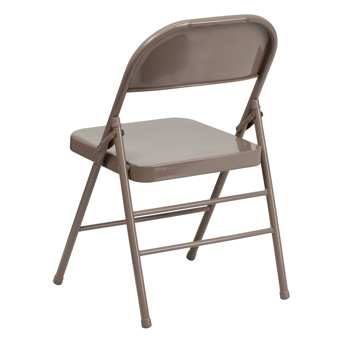 Beige |#| Triple Braced & Double Hinged Beige Metal Folding Chair - Commercial Chair