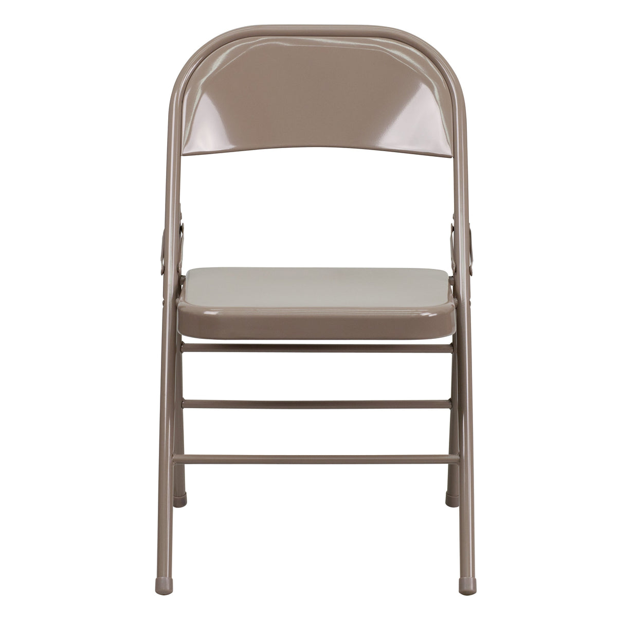 Beige |#| Triple Braced & Double Hinged Beige Metal Folding Chair - Commercial Chair