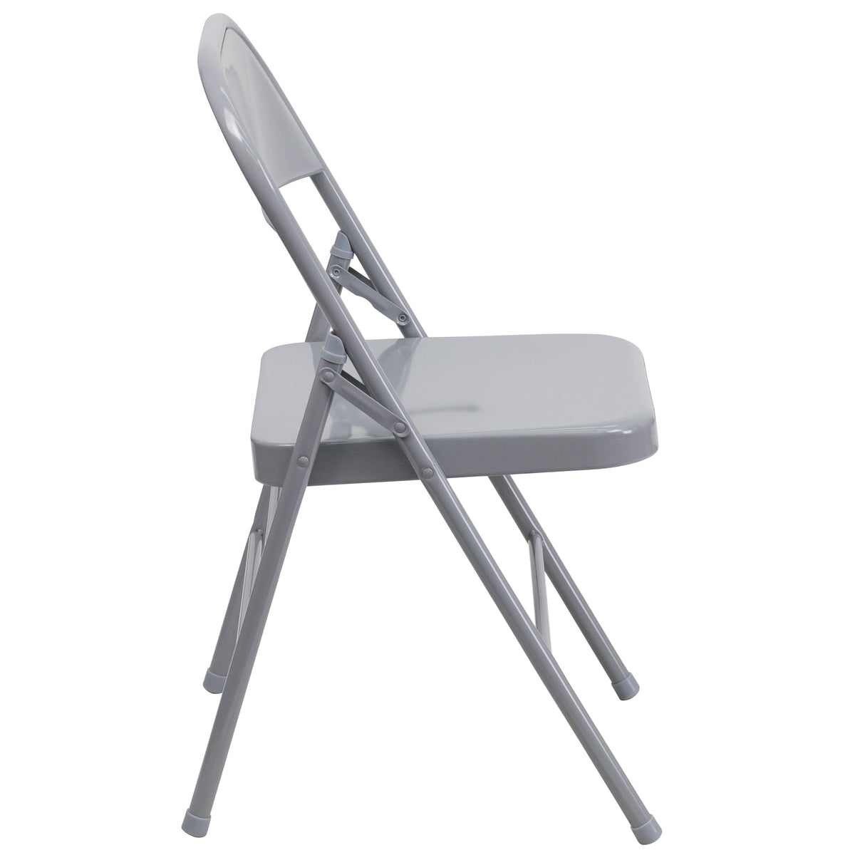 Gray |#| Triple Braced & Double Hinged Gray Metal Folding Chair - Commercial Chair