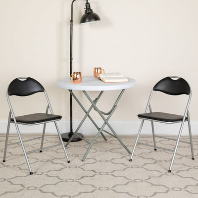 HERCULES Series Vinyl Metal Folding Chair with Carrying Handle - View 2