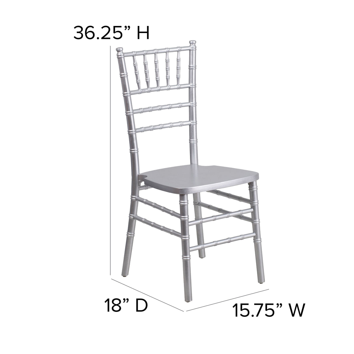 Silver |#| 1100lb. Capacity Silver Wood Stackable Chiavari Event Chair