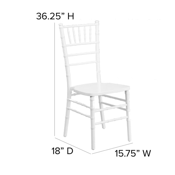 White |#| 1100lb. Capacity White Wood Stackable Chiavari Event Chair