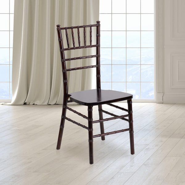 Walnut |#| 1100lb. Capacity Walnut Wood Stackable Chiavari Event Chair