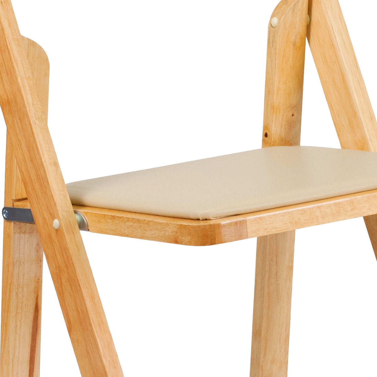 Natural |#| Natural Wood Folding Chair with Vinyl Padded Seat