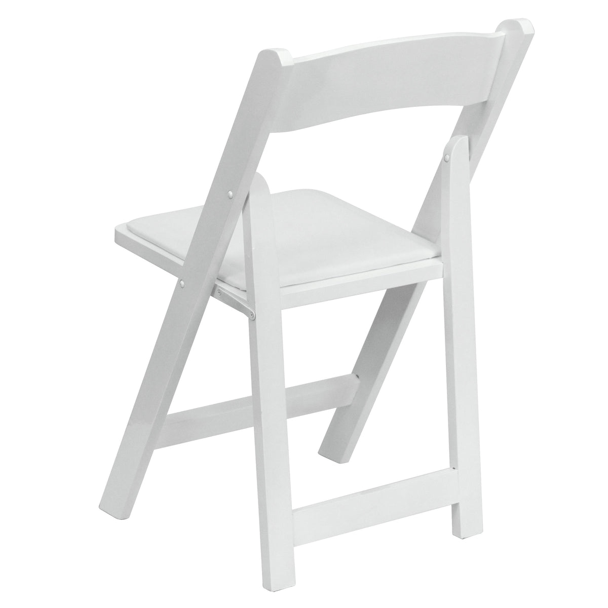 White |#| White Wood Folding Chair with Detachable Vinyl Padded Seat