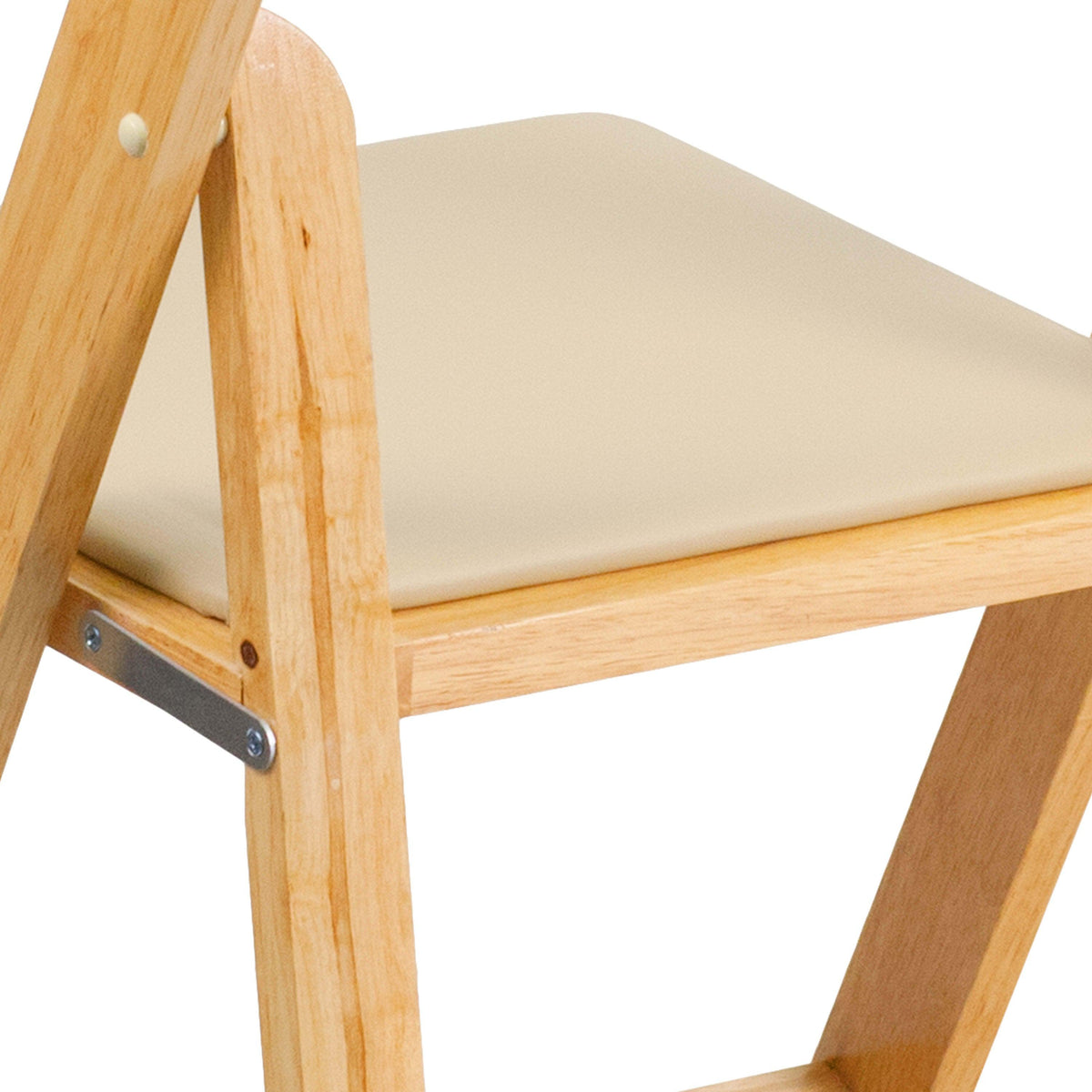 Natural |#| Natural Wood Folding Chair with Vinyl Padded Seat