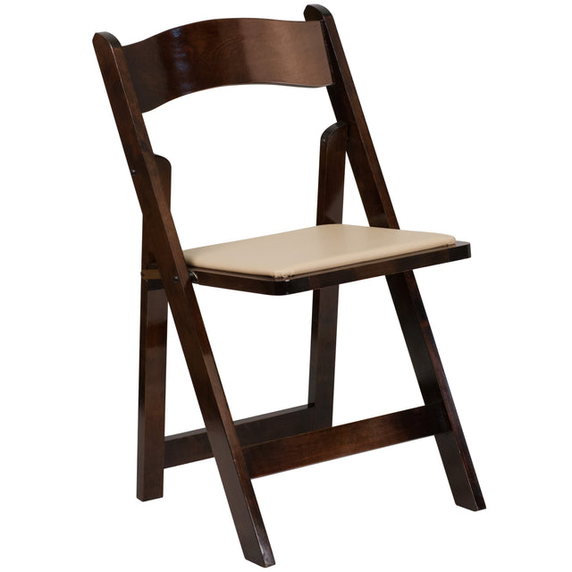 HERCULES Series Wood Folding Chair with Vinyl Padded Seat - View 1