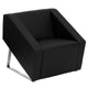 Black |#| Black LeatherSoft Lounge Chair with Triangular Shaped Base