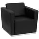 Contemporary Black LeatherSoft Chair with Stainless Steel Recessed Base
