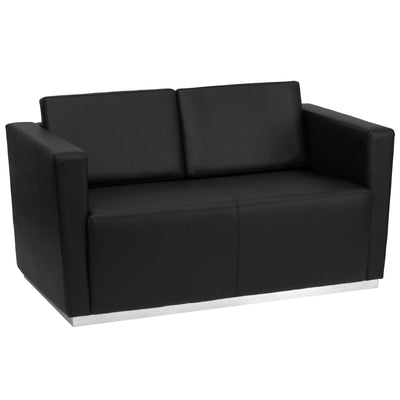 HERCULES Trinity Series Contemporary LeatherSoft Loveseat with Stainless Steel Recessed Base