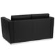 Contemporary Black LeatherSoft Loveseat with Stainless Steel Recessed Base