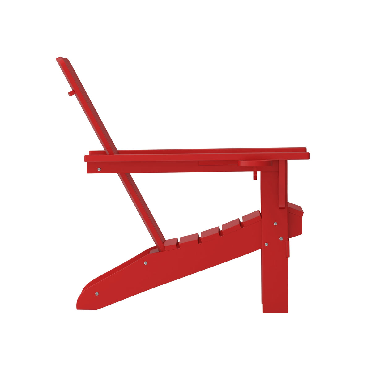 Red |#| Commercial Grade All-Weather Adirondack Chair with Swiveling Cupholder - Red