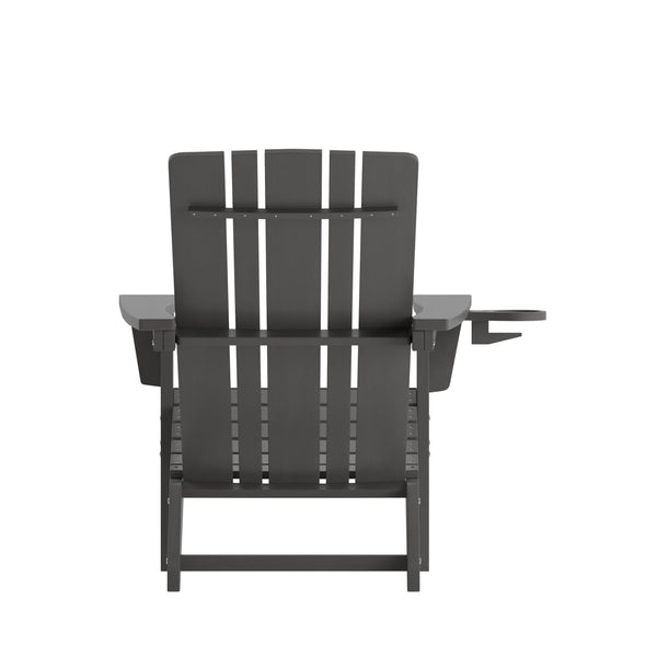 Gray |#| Commercial Grade All-Weather Adirondack Chair with Swiveling Cupholder - Gray