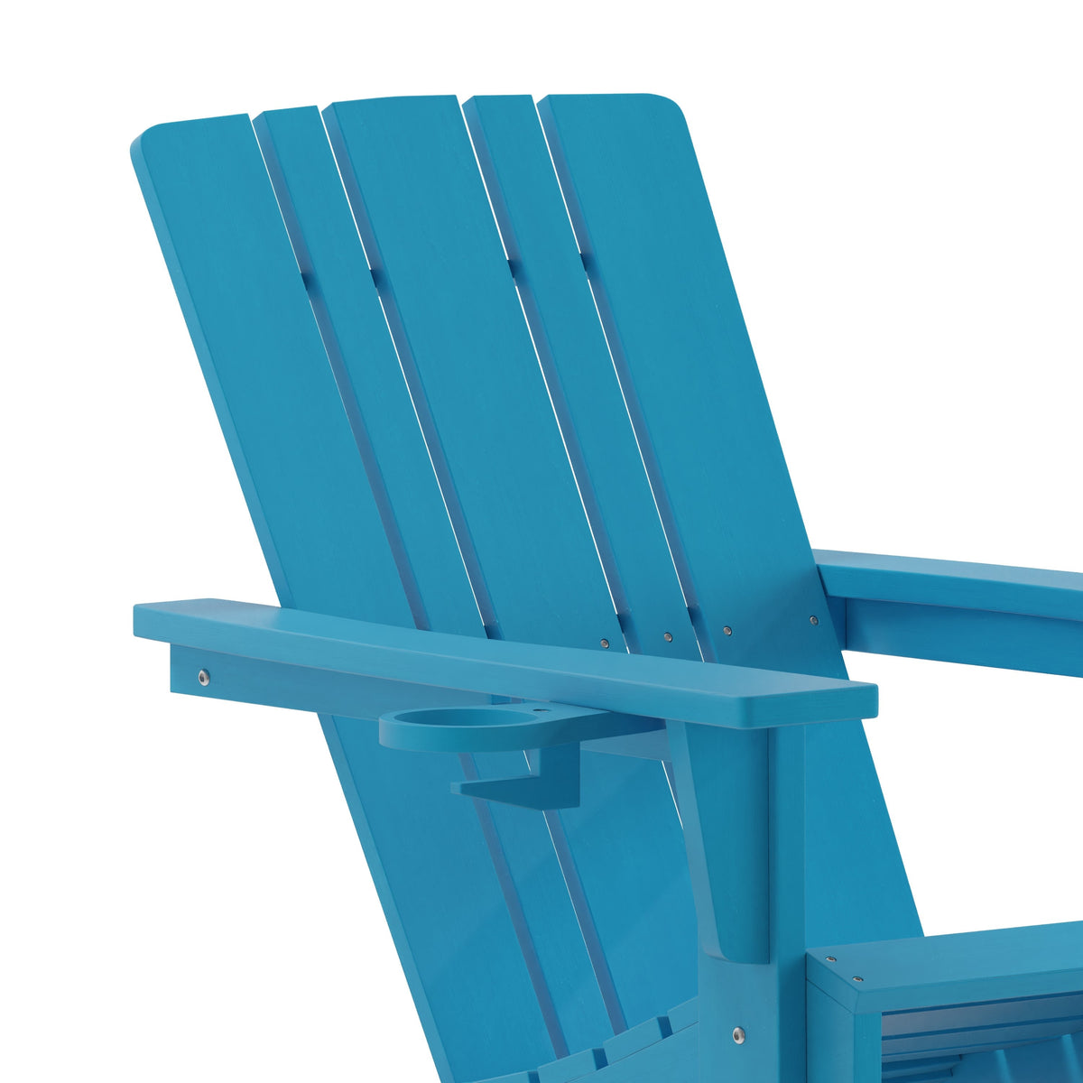 Blue |#| Commercial Grade All-Weather Adirondack Chair with Swiveling Cupholder - Blue