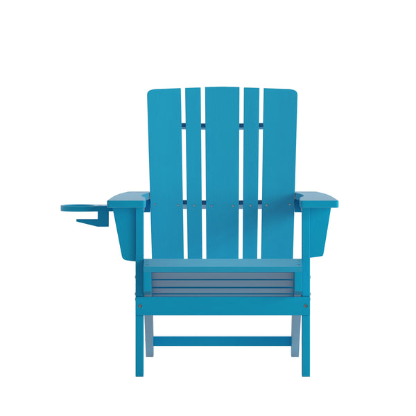 Blue |#| Commercial Grade All-Weather Adirondack Chair with Swiveling Cupholder - Blue