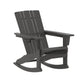 Gray |#| Commercial All-Weather Rocking Adirondack Chair with Swiveling Cupholder - Gray