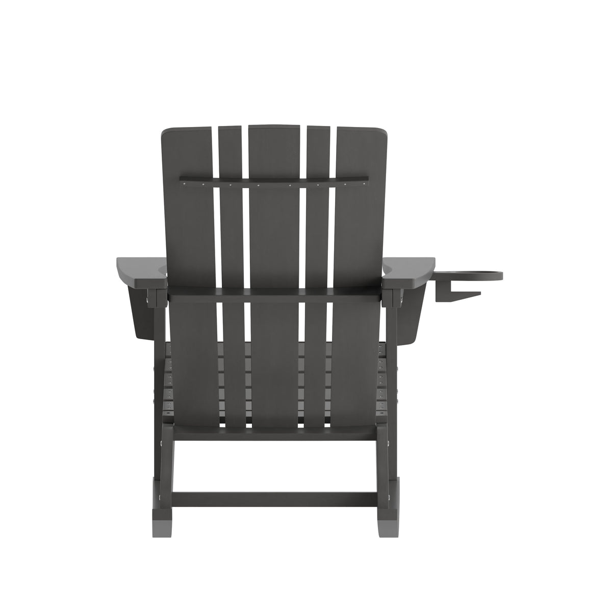 Gray |#| Commercial All-Weather Rocking Adirondack Chair with Swiveling Cupholder - Gray