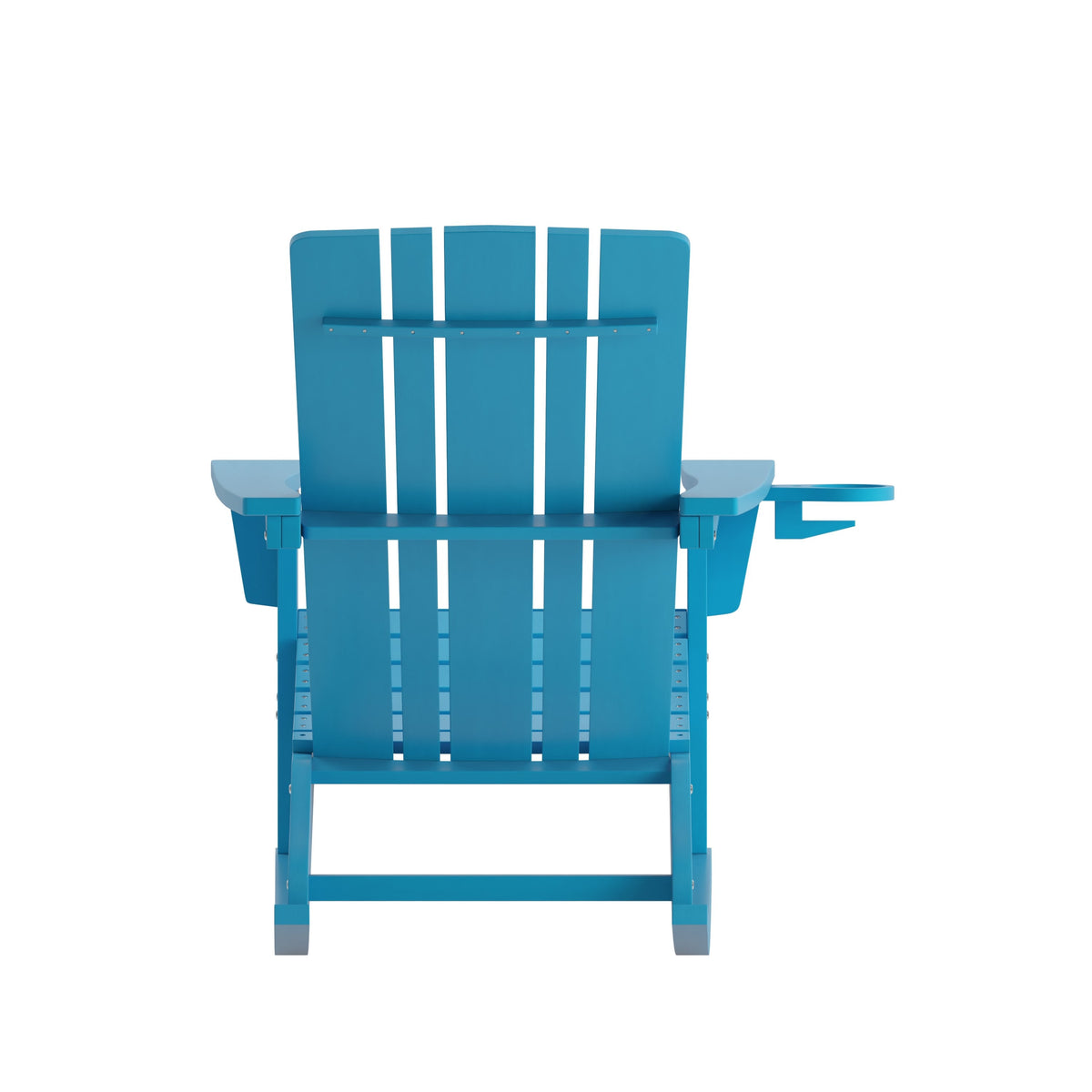 Blue |#| Commercial All-Weather Rocking Adirondack Chair with Swiveling Cupholder - Blue