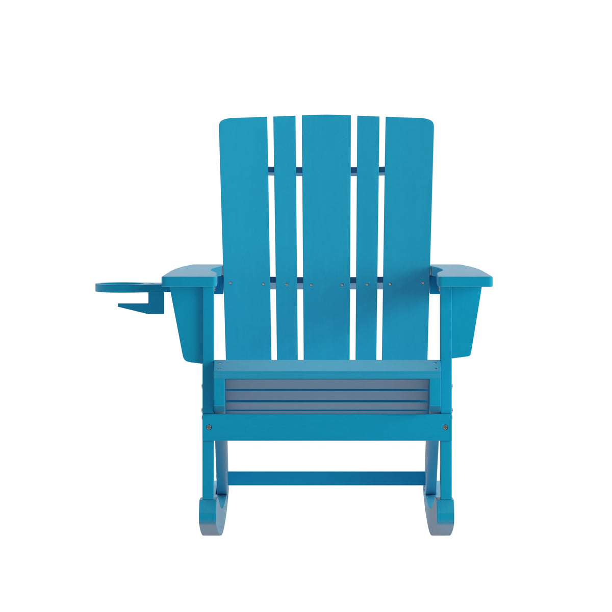 Blue |#| Commercial All-Weather Rocking Adirondack Chair with Swiveling Cupholder - Blue