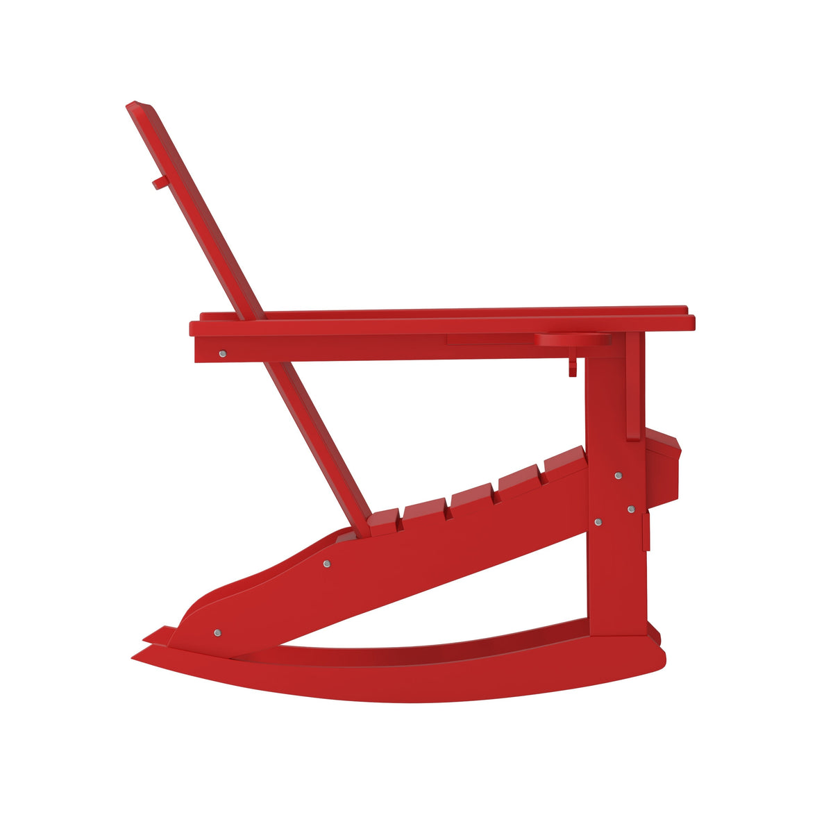 Red |#| Commercial All-Weather Rocking Adirondack Chair with Swiveling Cupholder - Red