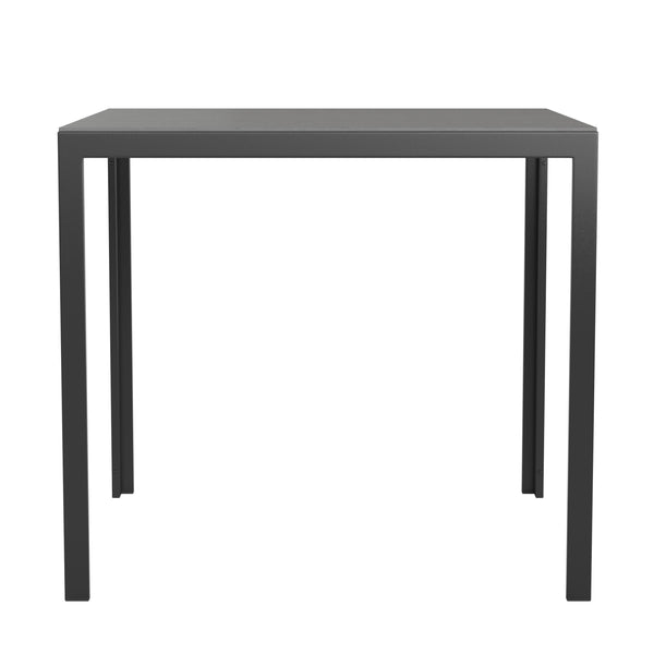 Black Top/Black Frame |#| Indoor/Outdoor Commercial Steel Patio Table with Poly Resin Slatted Top - Black