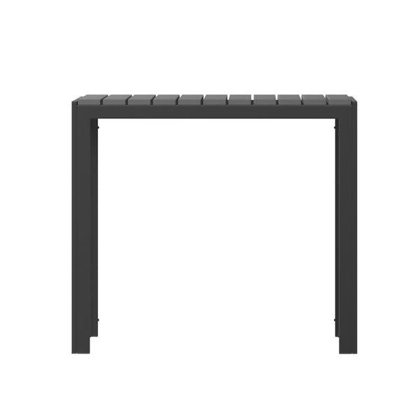 Black Top/Black Frame |#| Indoor/Outdoor Commercial Steel Patio Table with Poly Resin Slatted Top - Black