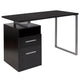 Dark Ash |#| Dk Ash Wood Grain Finish Computer Desk with Two Drawers and Silver Metal Frame