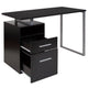 Dark Ash |#| Dk Ash Wood Grain Finish Computer Desk with Two Drawers and Silver Metal Frame
