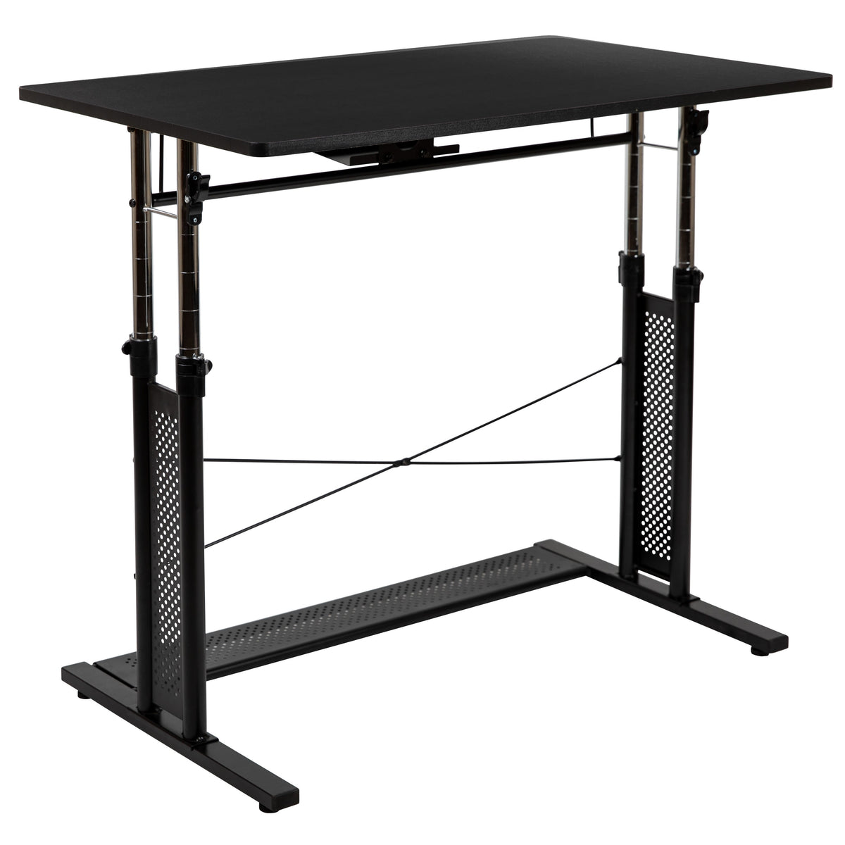 Black |#| Black Height Adjustable 27.25-35.75inchH Sit to Stand Laptop Desk