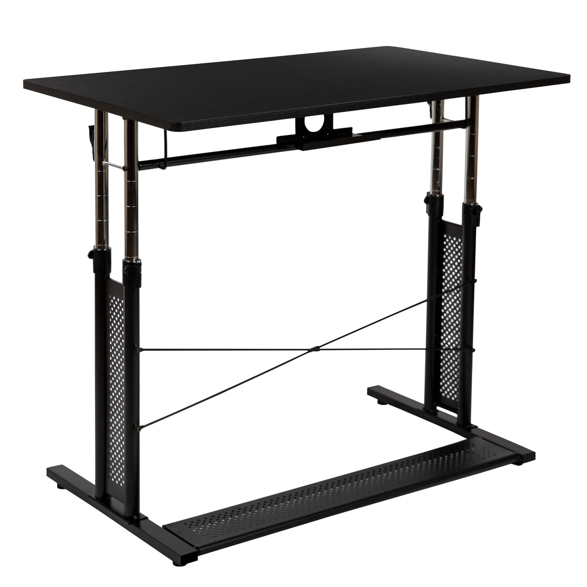 Black |#| Black Height Adjustable 27.25-35.75inchH Sit to Stand Laptop Desk