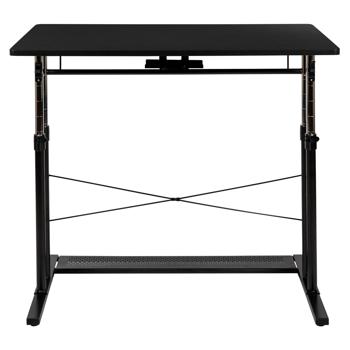 Black |#| Black Height Adjustable 27.25-35.75inchH Sit to Stand Laptop Desk