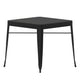 Black Top/Black Frame |#| Indoor/Outdoor Commercial Steel Patio Table with Poly Resin Slatted Top - Black