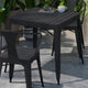 Black Top/Black Frame |#| Indoor/Outdoor Commercial Steel Patio Table with Poly Resin Slatted Top - Black