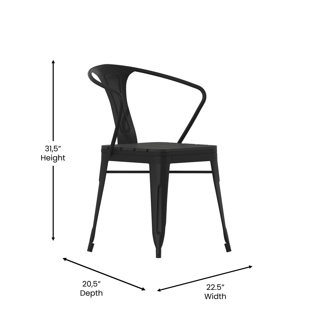 Black |#| All-Weather Resin Top Square Table & 4 Metal Chairs with Poly Resin Seats-Black