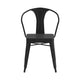 Black |#| All-Weather Black Steel Vertical Slat Back Patio Arm Chair with Poly Resin Seat