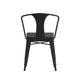 Black |#| All-Weather Black Steel Vertical Slat Back Patio Arm Chair with Poly Resin Seat