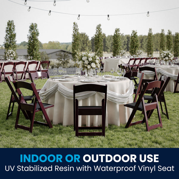 Red Mahogany |#| Folding Chair - Red Mahogany Resin - 800LB Weight Capacity - Vinyl Seat