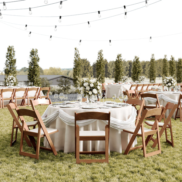 Chestnut |#| Indoor/Outdoor Lightweight Wood Look Resin Folding Event Chair in Chestnut