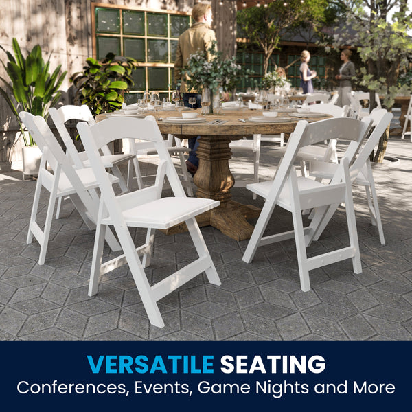 White |#| Folding Chair - White Resin - 800LB Weight Capacity - Vinyl Seat