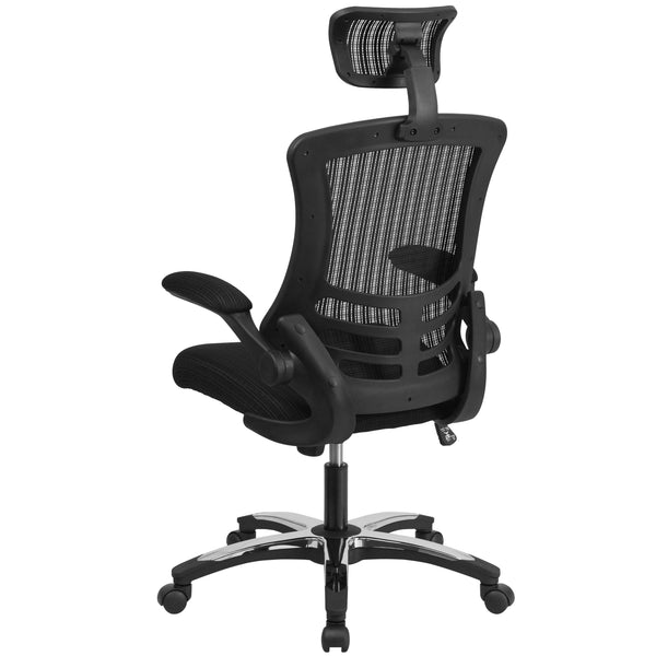High Back Black Mesh Ergonomic Chair with Chrome Plated Base and Flip-Up Arms