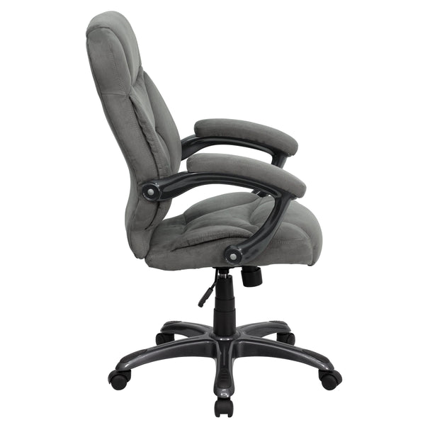 Gray Microfiber |#| High Back Gray Microfiber Executive Swivel Ergonomic Office Chair with Arms
